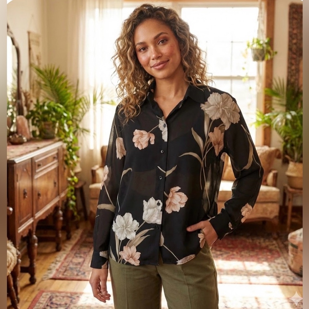 Vintage Josephine Chaus Collection Floral Blouse